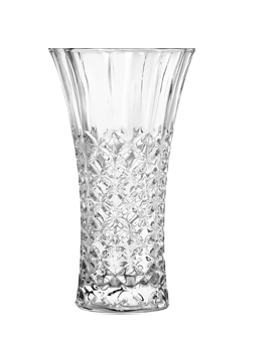 Clear Glass Flower Vase Diamond Pattern 23 x 13 cm 7054 (Parcel Rate)