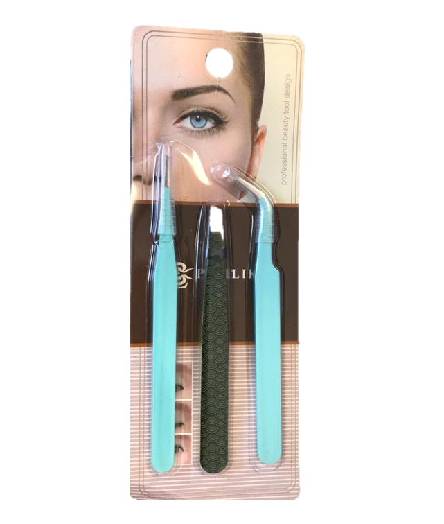 Beauty Metal Tweezers Set of 3 9.5 cm Assorted Colours 7144 (Parcel Rate)