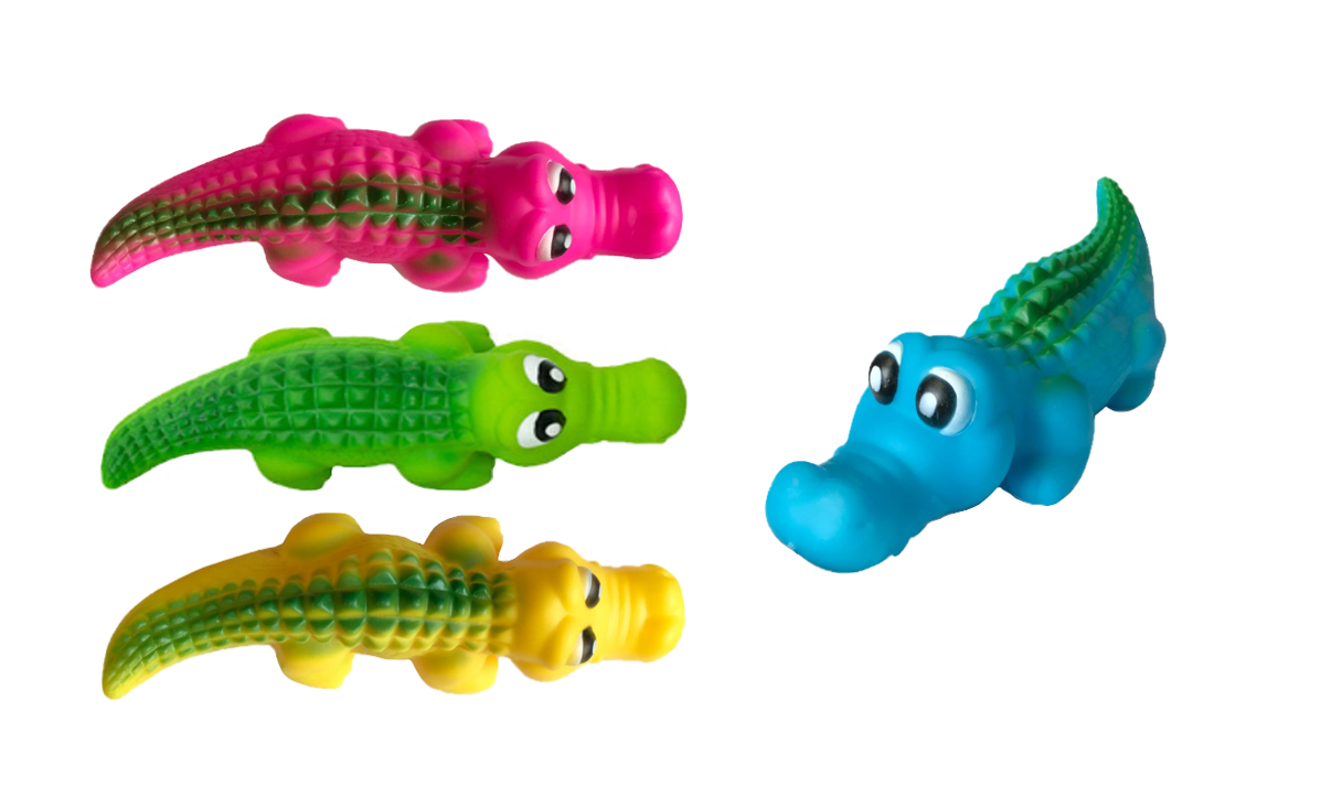 Pet Dog Toy Squeaky Crocodile Alligator 19 cm Assorted Colours 7254 (Parcel Rate)