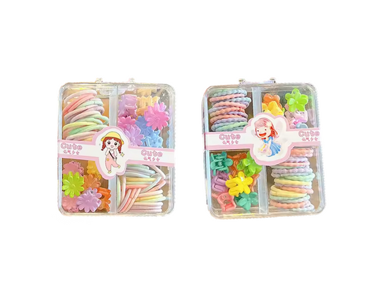 Children's Assorted Flower Hair Accessories Clips and Elastic Bands 1.5 - 2 cm Assorted Colours 7335 (Parcel Rate)