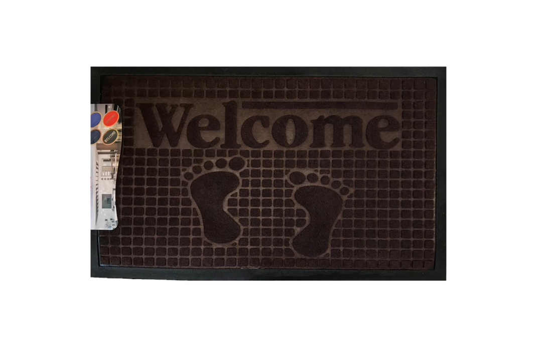 Rectangular Door Mat with Welcome and Feet Design 45 x 75 cm Assorted Colours 7535 (Parcel Rate)