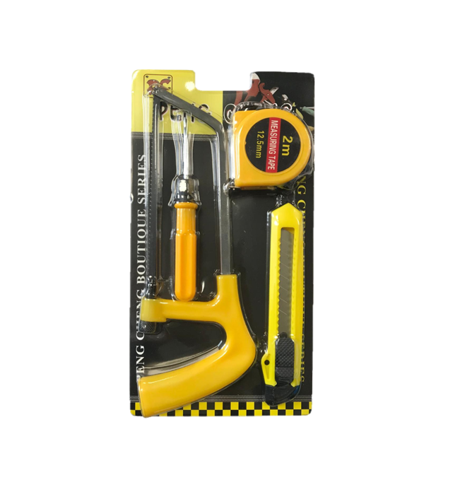 DIY Tools Set of 4 Saw Stanley knife Screwdriver Measuring Tape 7666 (Parcel Rate)