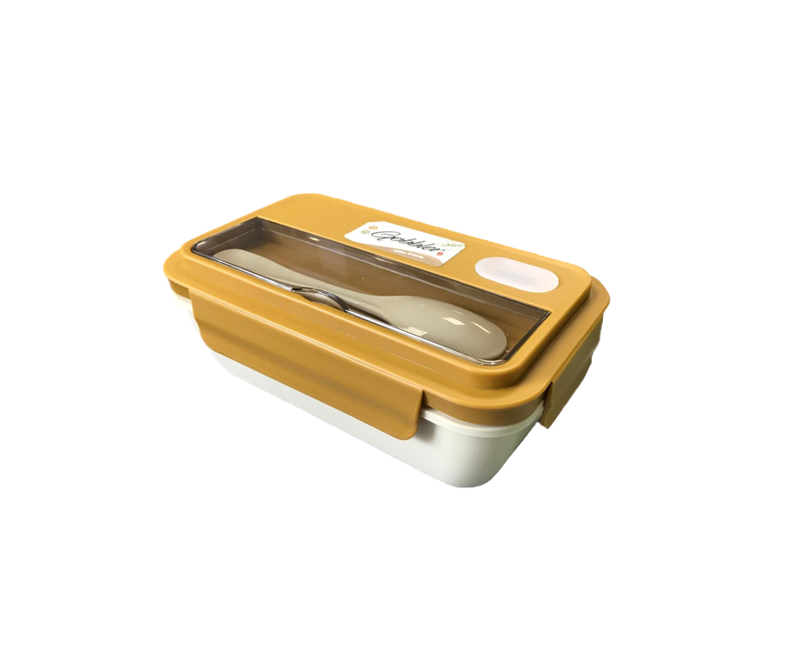 Plastic Lunch Box with Spoon 20 x 12 x 8 cm Assorted Colours 7815 (Parcel Rate)