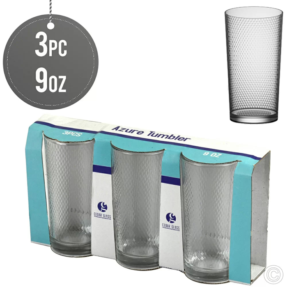 Azur Tumbler Drinking Glass Cell Design 9oz Pack of 3 P19119CE3PK (Par ...