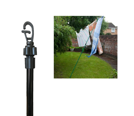 Metal Extendable Garden Laundry Washing Line Prop Stick 2.2m Black/Green  SK28465 (Big Parcel)