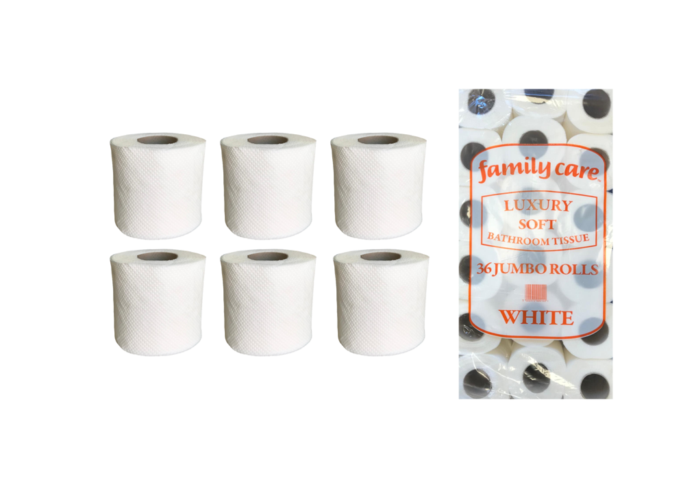 Bathroom Tissue Toilet Roll Family Pack of 36 Rolls White 0122 / TR1 (Big Parcel Rate)