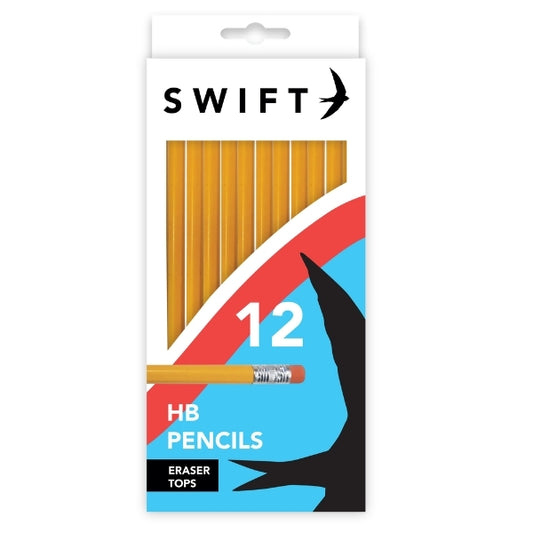 12 Pack HB Pencils With Eraser Tops Students Home P3081 A (Parcel Rate)