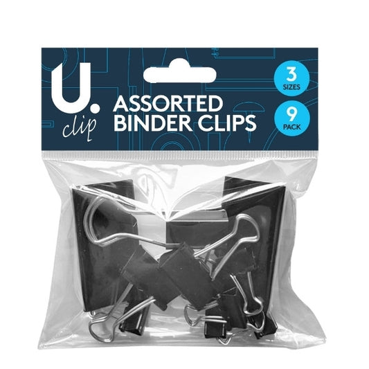 Paper Binder Clips Pack of 9 Assorted Sizes P2353 (Large Letter Rate)