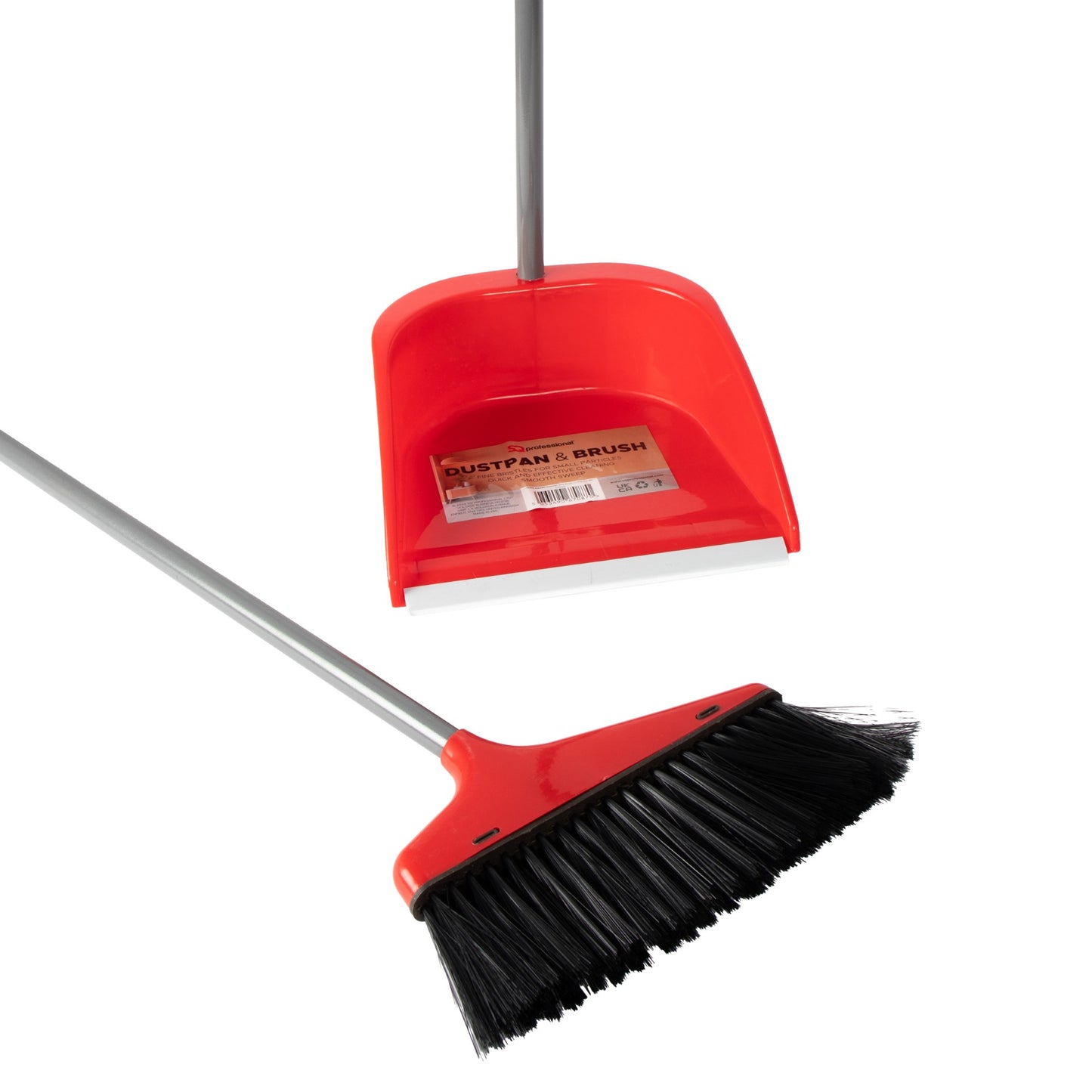 Plastic Dustpan and Brush Set of 2 Long Handle Assorted Colours 11065 (Big Parcel Rate)