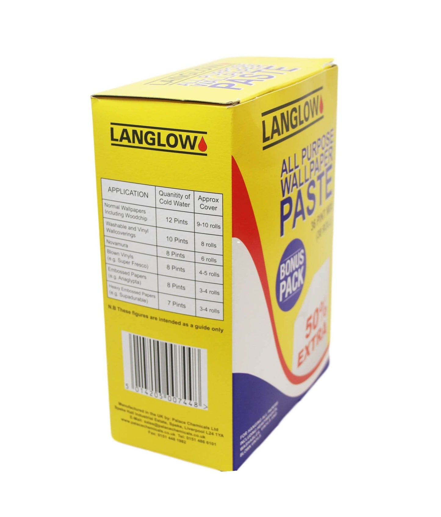 Langlow Classic All Purpose Wallpaper Paste 36 Pint Mix 0744 / 61-26 (Parcel Rate)