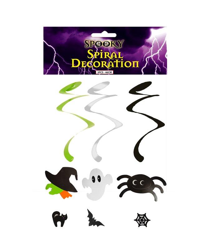 Hanging Halloween Spiral Decorations 46 cm Pack of 3 Assorted Designs V30593 (Parcel Rate)