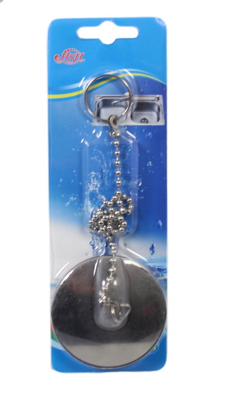 Chrome Metal Bathroom Bath Plug And Chain Heavy Duty 5cm /50mm /34cm Chain 5584 (Large Letter Rate)