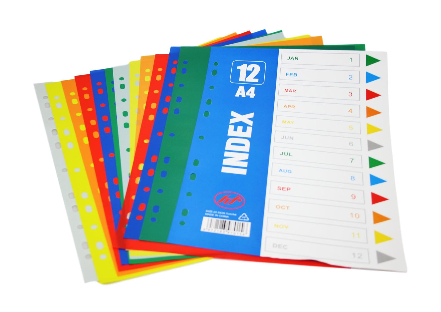 A4 Folder Dividers Subject Punched Index Colour Sheets File Dividers 12 Pack 6217 (Large Letter Rate)