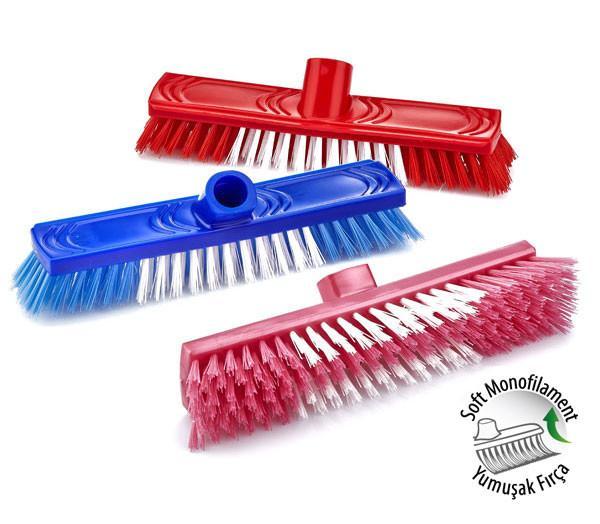 Plastic Soft Bristle Cleaning Broom Brush 120 cm Assorted Colours ZP156 (Parcel Rate)