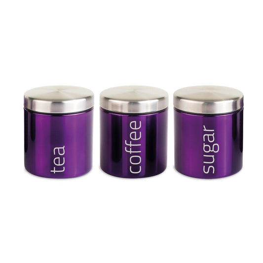 Gems Airtight Food Canister Set 3pc Amethyst 10 x 12cm 953 (Parcel Rate)