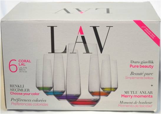 Lal Coloured Hiball Tumbler Drinking Glass 480cc Set of 6 LAL376PT0 (Parcel rate)