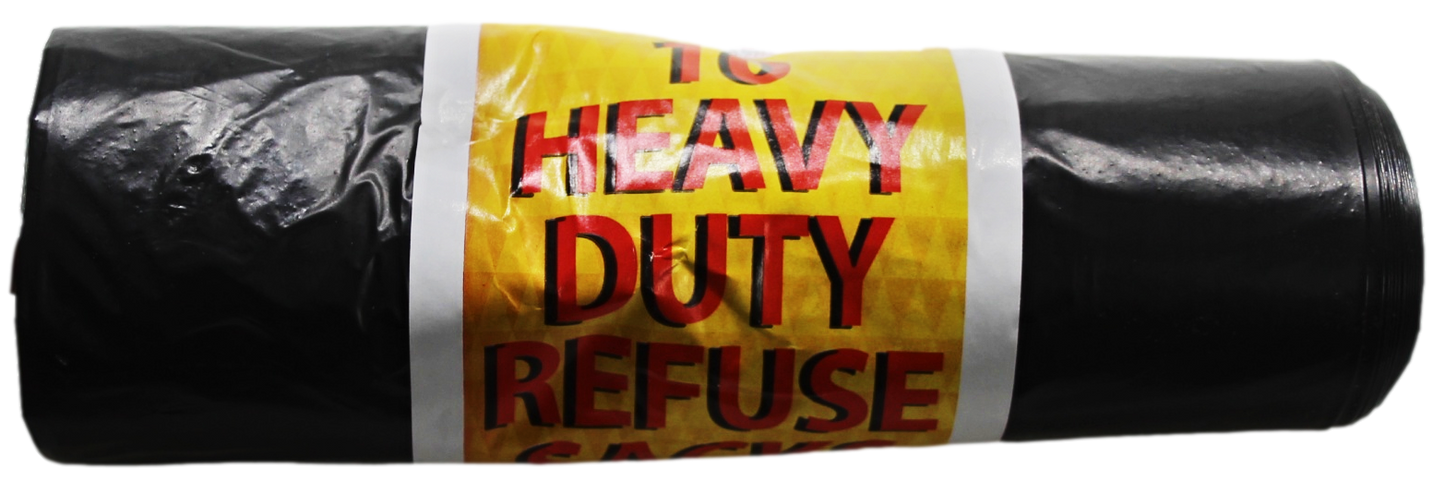 Black Heavy Duty Refuse Sacks Bin Bags Roll of 10 LL5751 (Parcel Rate)