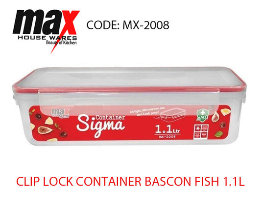 Clip Lock Container 1.1 Litre Kitchen Storage Home MX2008 (Parcel Rate)