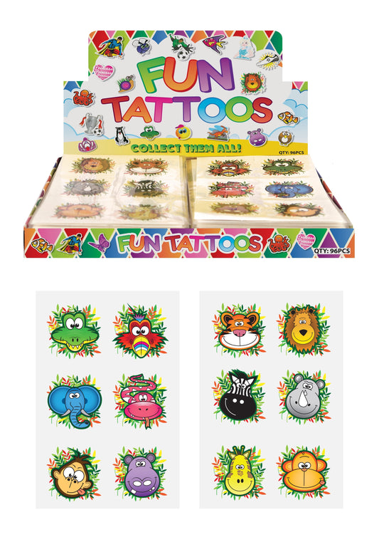 Children's Fun Sticker Tattoos Jungle Style (4cm) Assorted Designs N51049 (Parcel Rate)