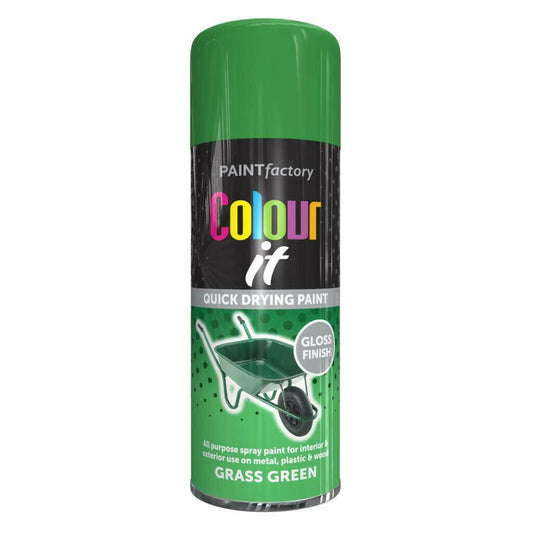 Paint Factory Colour It Spray Paint Gloss Grass Green 250ml 7138 (Parcel Rate)