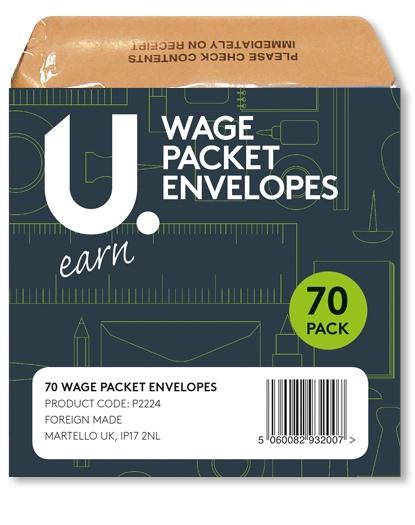 Wage Packet Salary Cash Envelopes Brown Envelopes 70 Pack P2224 (Parce ...