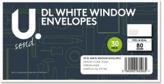 DL White Window Envelopes Pack of 30 P2260 (Large Letter Rate)